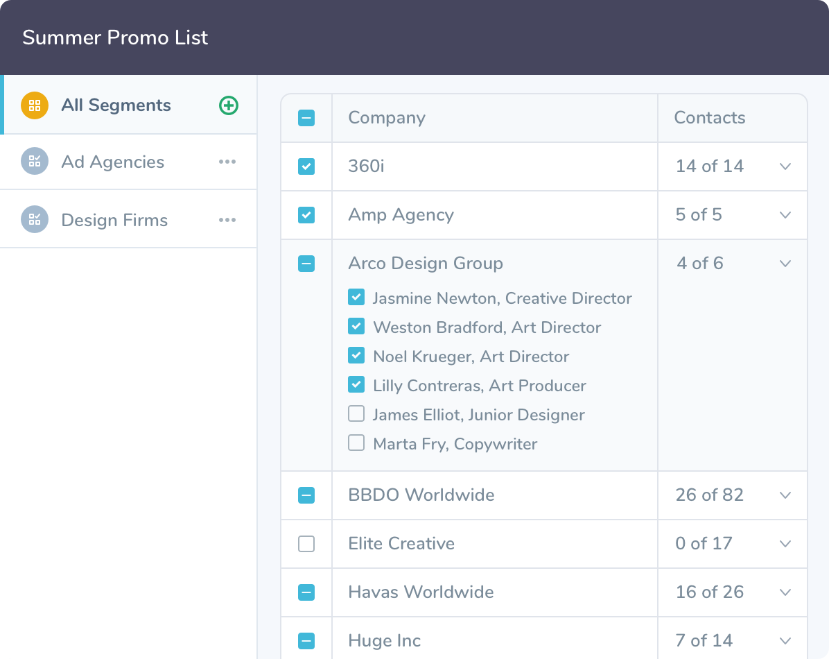 The interface of Agency Access' List Builder